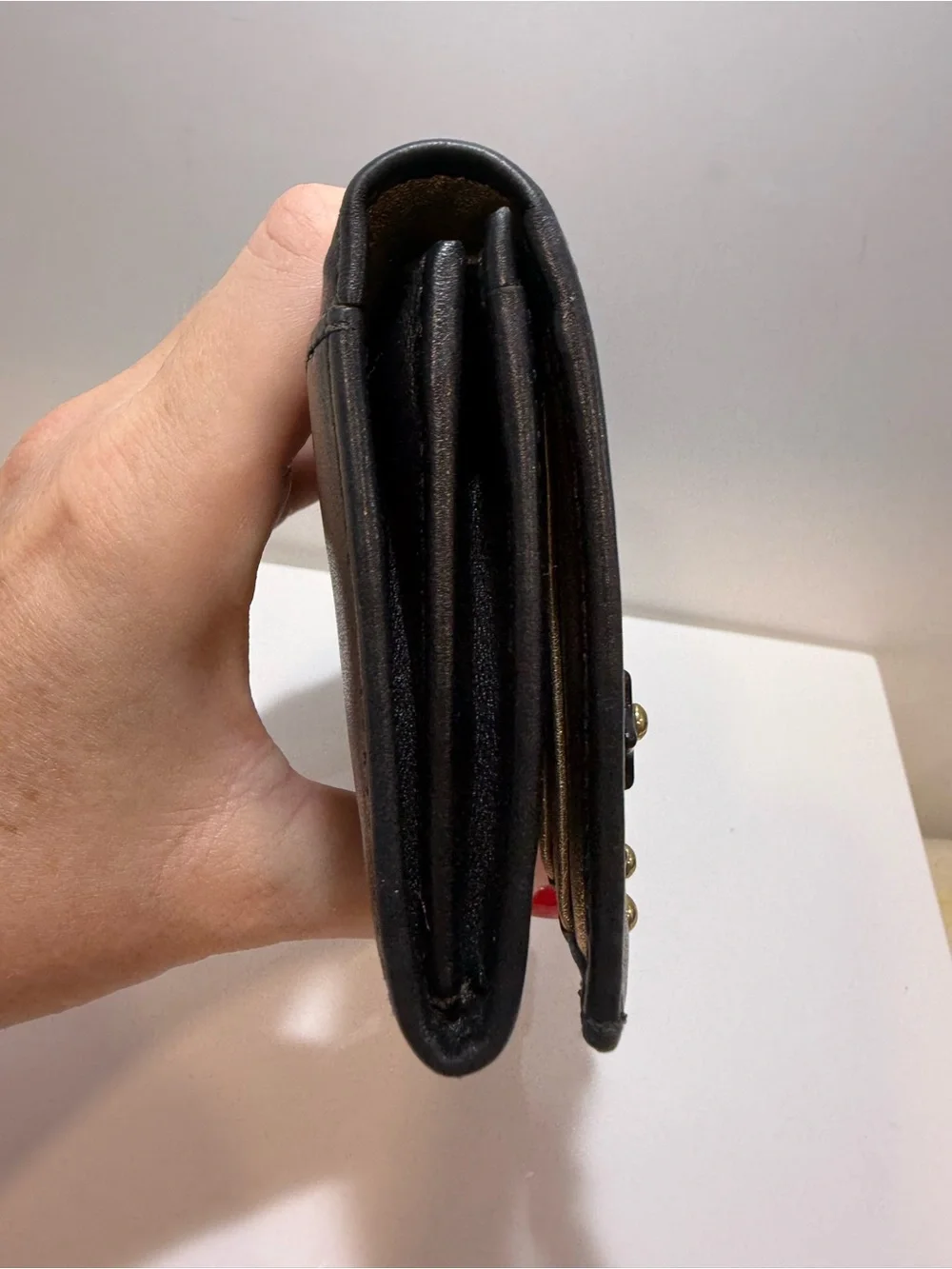 Salvatore Ferragamo Black Bow Studded Wallet